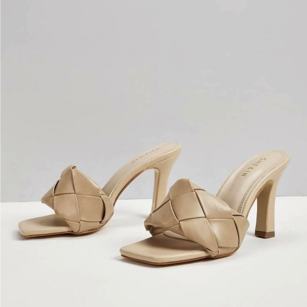 Braided chunky heel mule